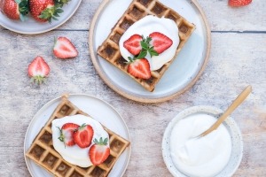 gaufres-fraises-boisson-végétale